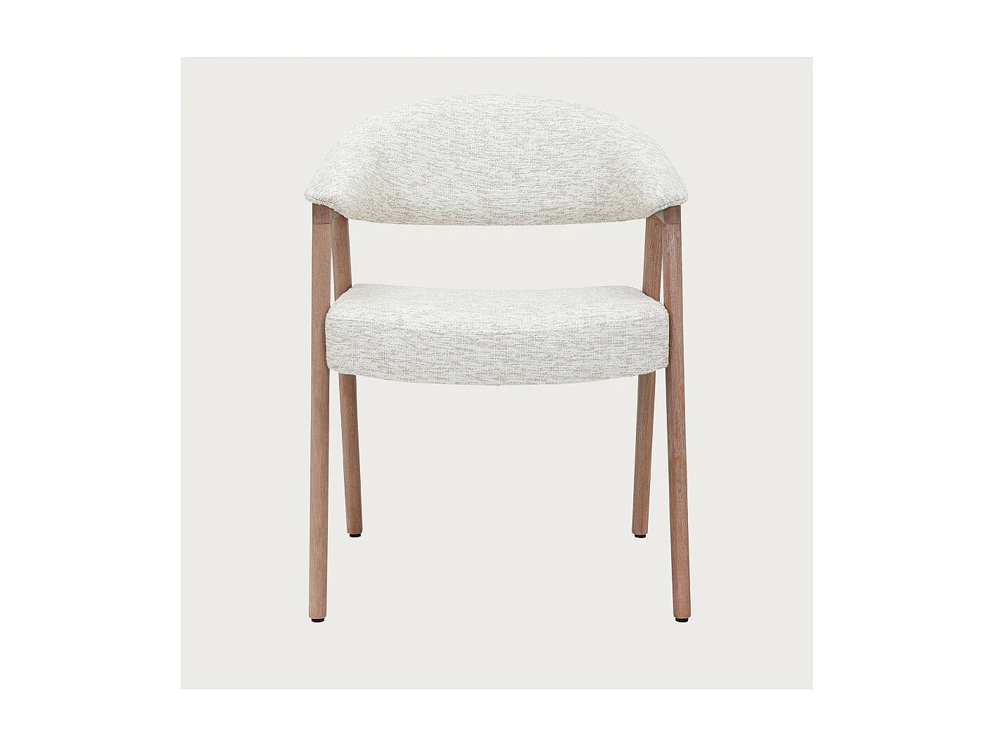 Soria - Lot de 2 Chaises salle à manger en tissu beige piétement finition bois blanchi