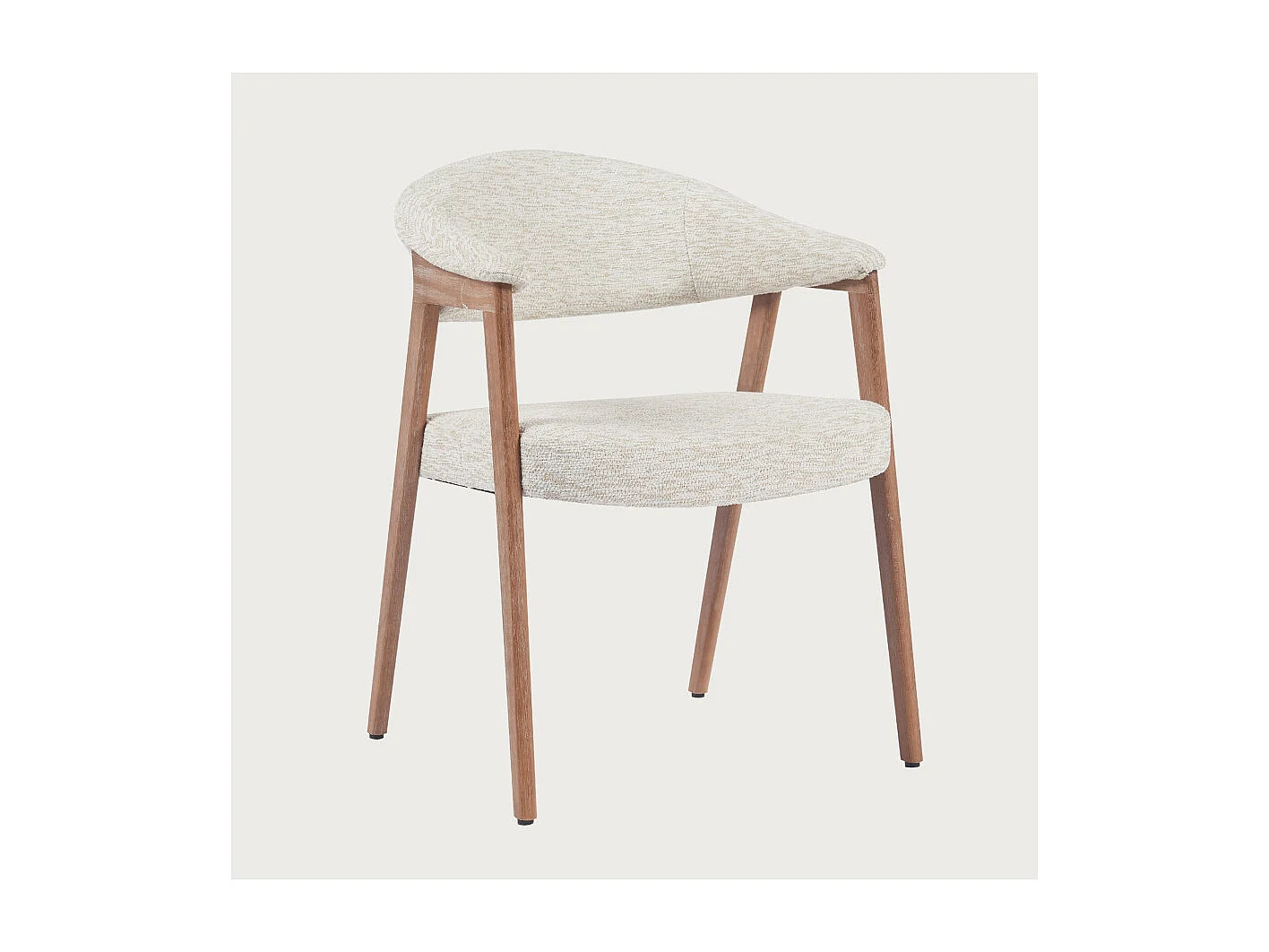 Soria - Lot de 2 Chaises salle à manger en tissu beige piétement finition bois blanchi