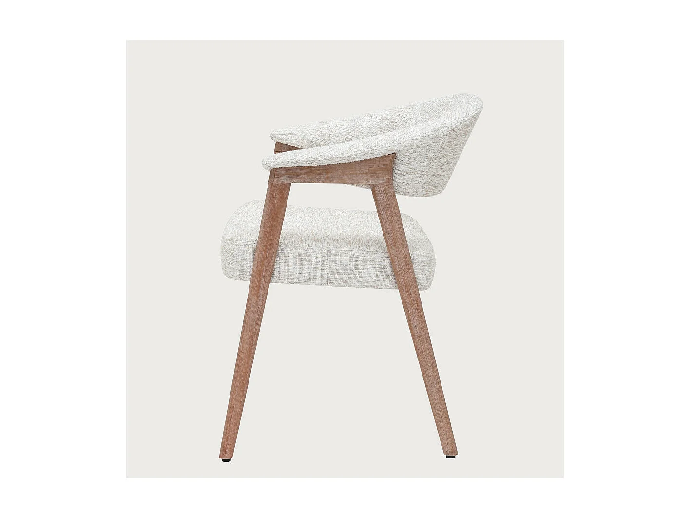 Soria - Lot de 2 Chaises salle à manger en tissu beige piétement finition bois blanchi