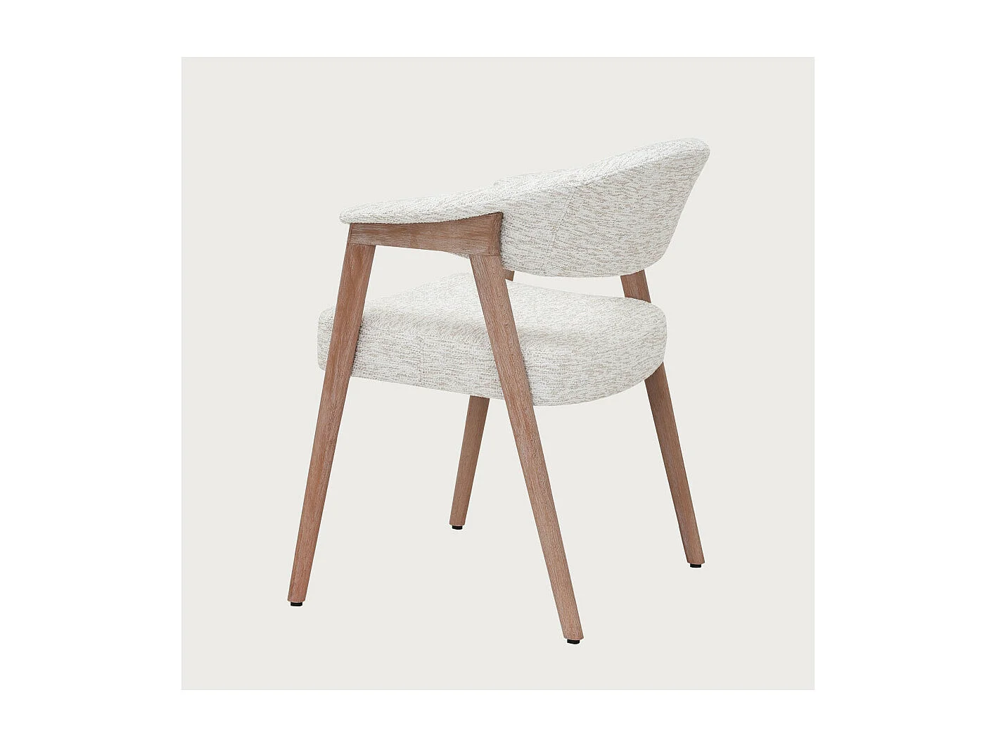 Soria - Lot de 2 Chaises salle à manger en tissu beige piétement finition bois blanchi