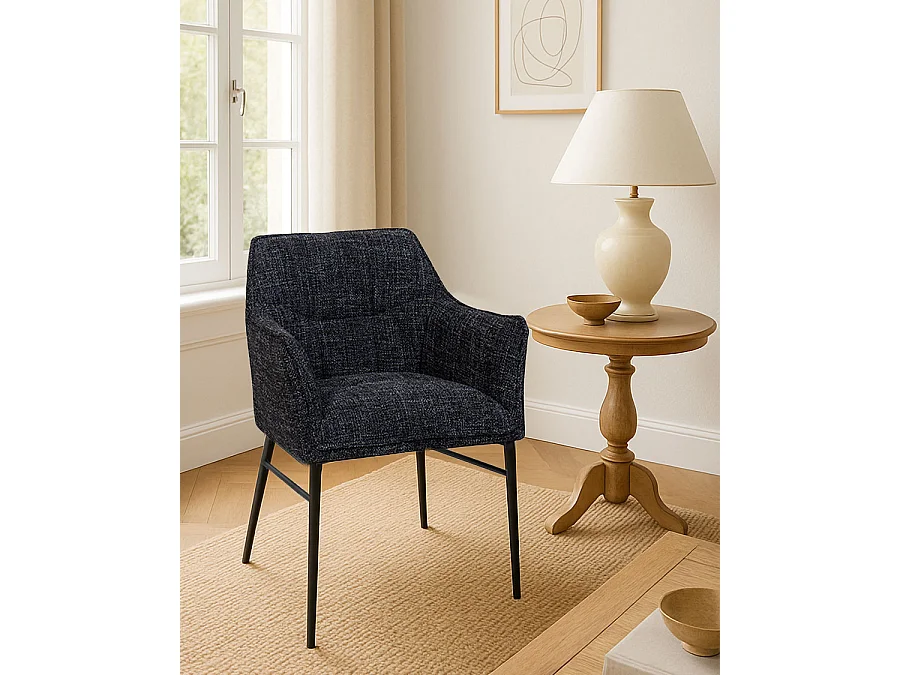 Lot de chaises Chacha - Lot de Chaises chacha en tissu Noir et pieds métal