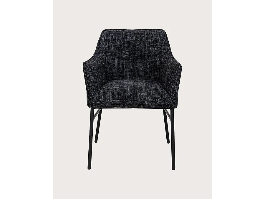 Chacha - Set di 2 sedie in tessuto nero con gambe in metallo