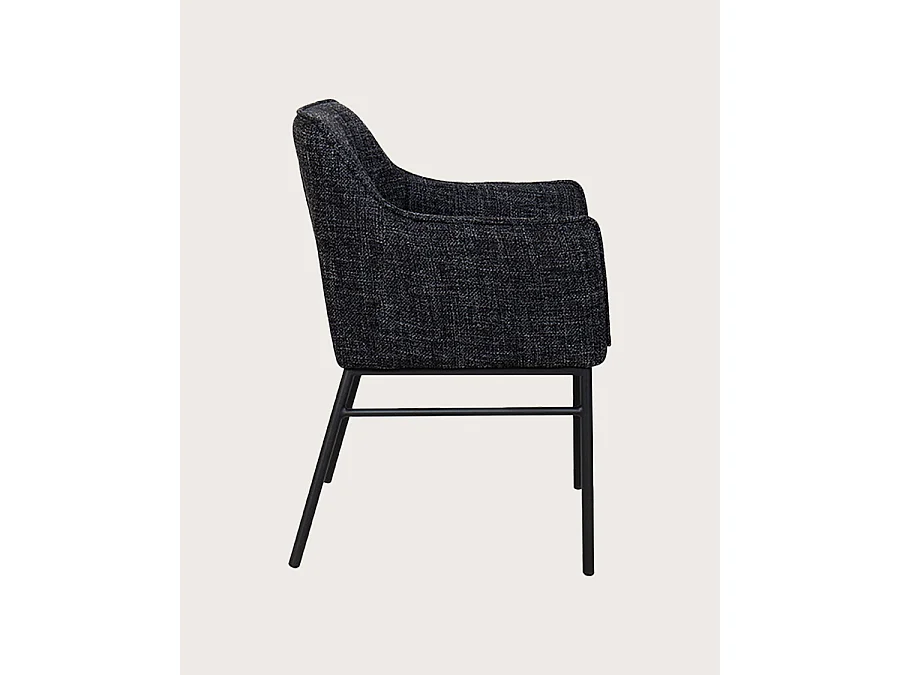 Chacha - Set di 2 sedie in tessuto nero con gambe in metallo