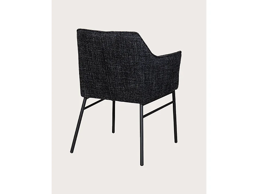 Chacha - Set di 2 sedie in tessuto nero con gambe in metallo