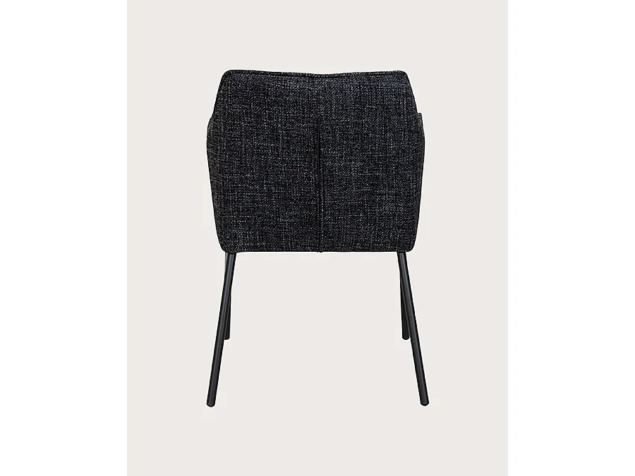 Chacha - Set di 2 sedie in tessuto nero con gambe in metallo