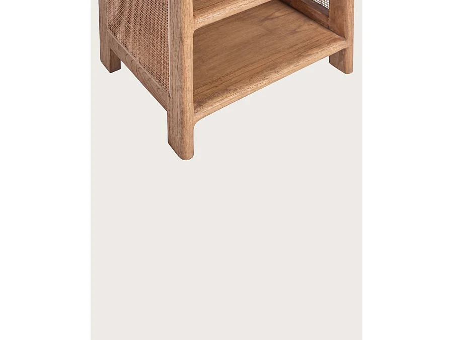 Tiraya - Comodino in legno e rattan naturale