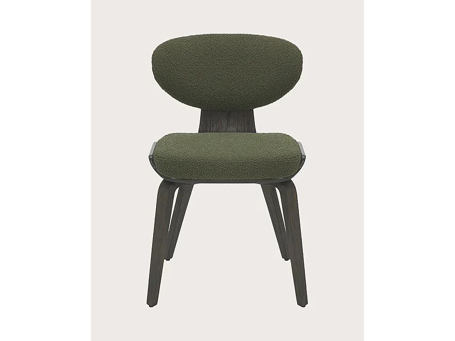 Lot de 4 chaises Hele - Lot de 4 Chaise hele en tissu vert et pieds en bois