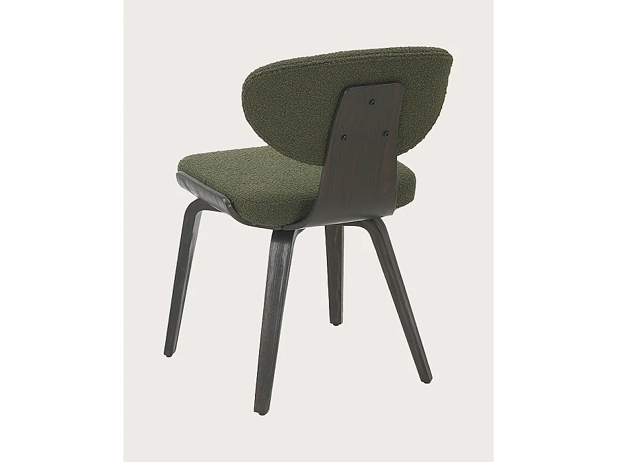 Lot de 4 chaises Hele - Lot de 4 Chaise hele en tissu vert et pieds en bois