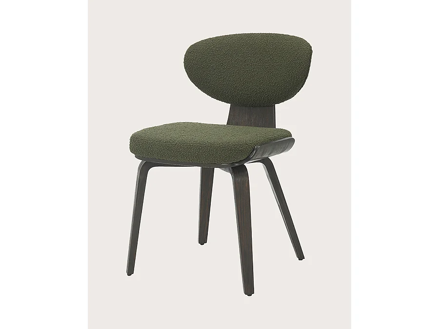 Hele - Set di 2 sedie Hele in tessuto verde con gambe in legno