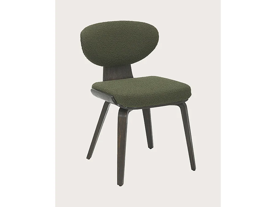 Hele - Set di 2 sedie Hele in tessuto verde con gambe in legno