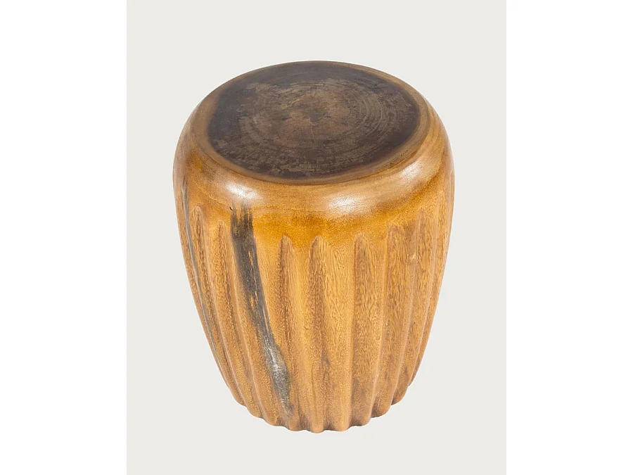 Cannelé - Bout de Canapé en Bois de Teck Massif