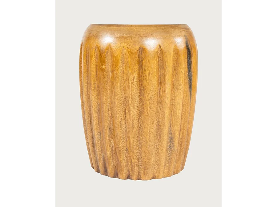 Cannelé - Bout de Canapé en Bois de Teck Massif