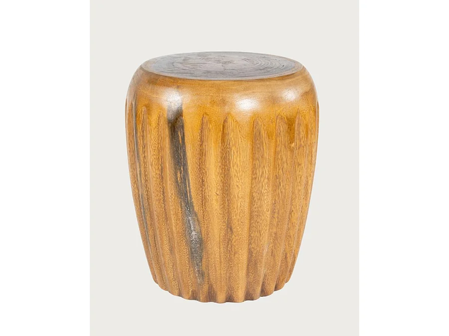 Cannelé - Bout de Canapé en Bois de Teck Massif