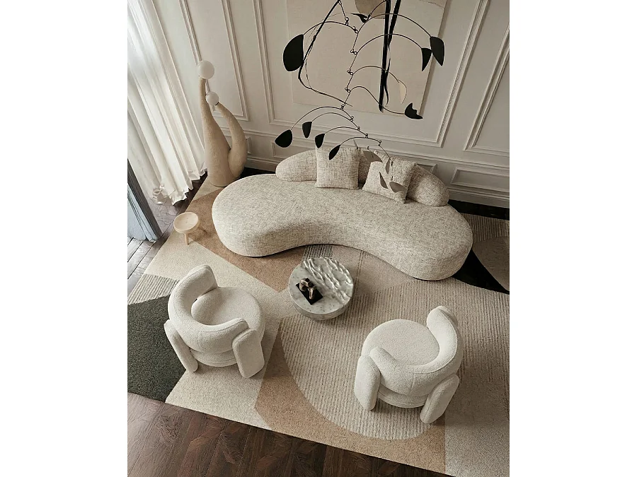 Dune - Canapé arrondi 3 places en tissu beige