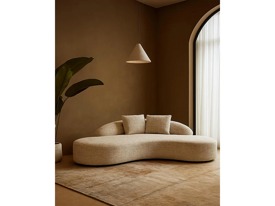 Dune - Canapé arrondi 3 places en tissu beige