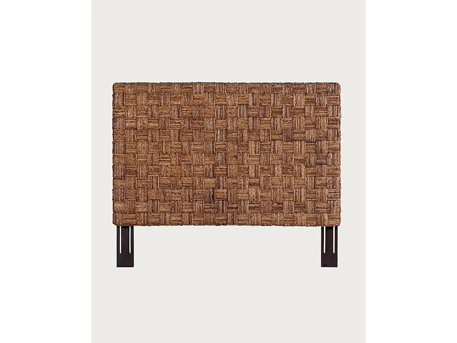 Nest - Tête de lit tressée en jacinthe d'eau et acajou