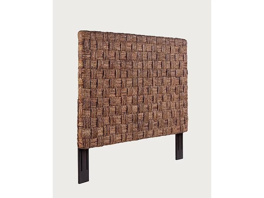 Nest - Tête de lit tressée en jacinthe d'eau et acajou