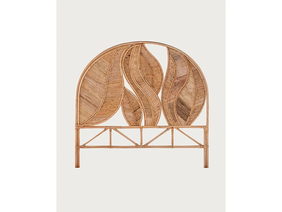 Rimba - Tête de lit en rotin "Feuilles" 160 cm