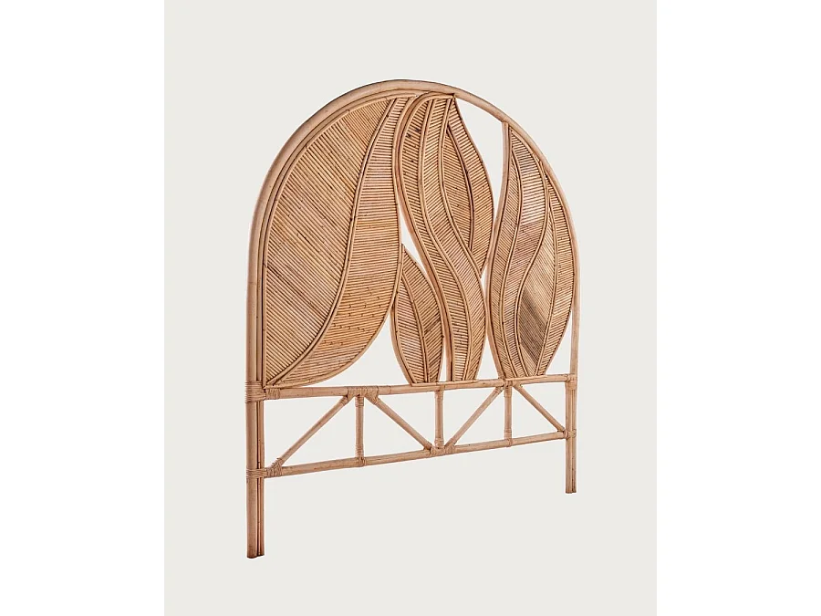 Rimba - Tête de lit en rotin "Feuilles" 160 cm