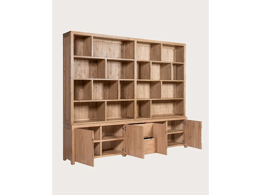 Orlya -  Grande Bibliothèque en bois massif de mindi