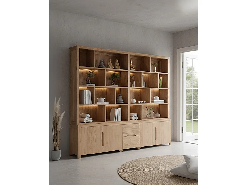 Orlya -  Grande Bibliothèque en bois massif de mindi