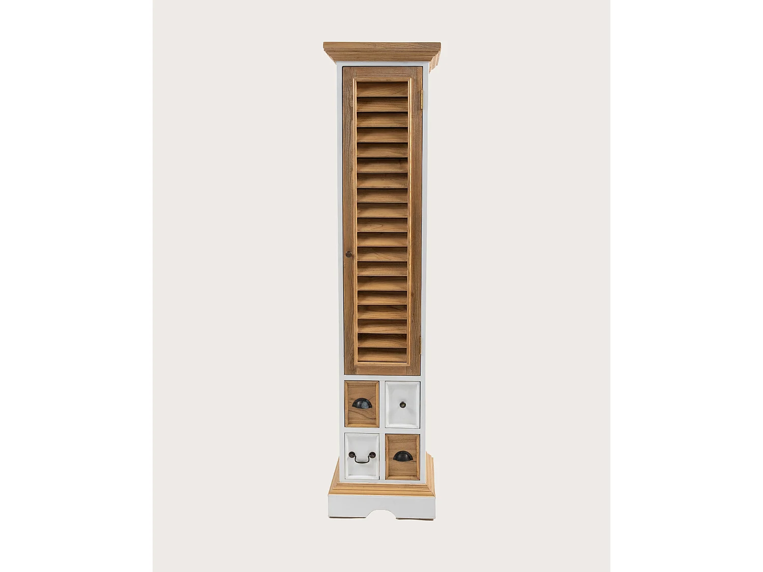 Columna de baño Inda - Madera maciza blanca y natural