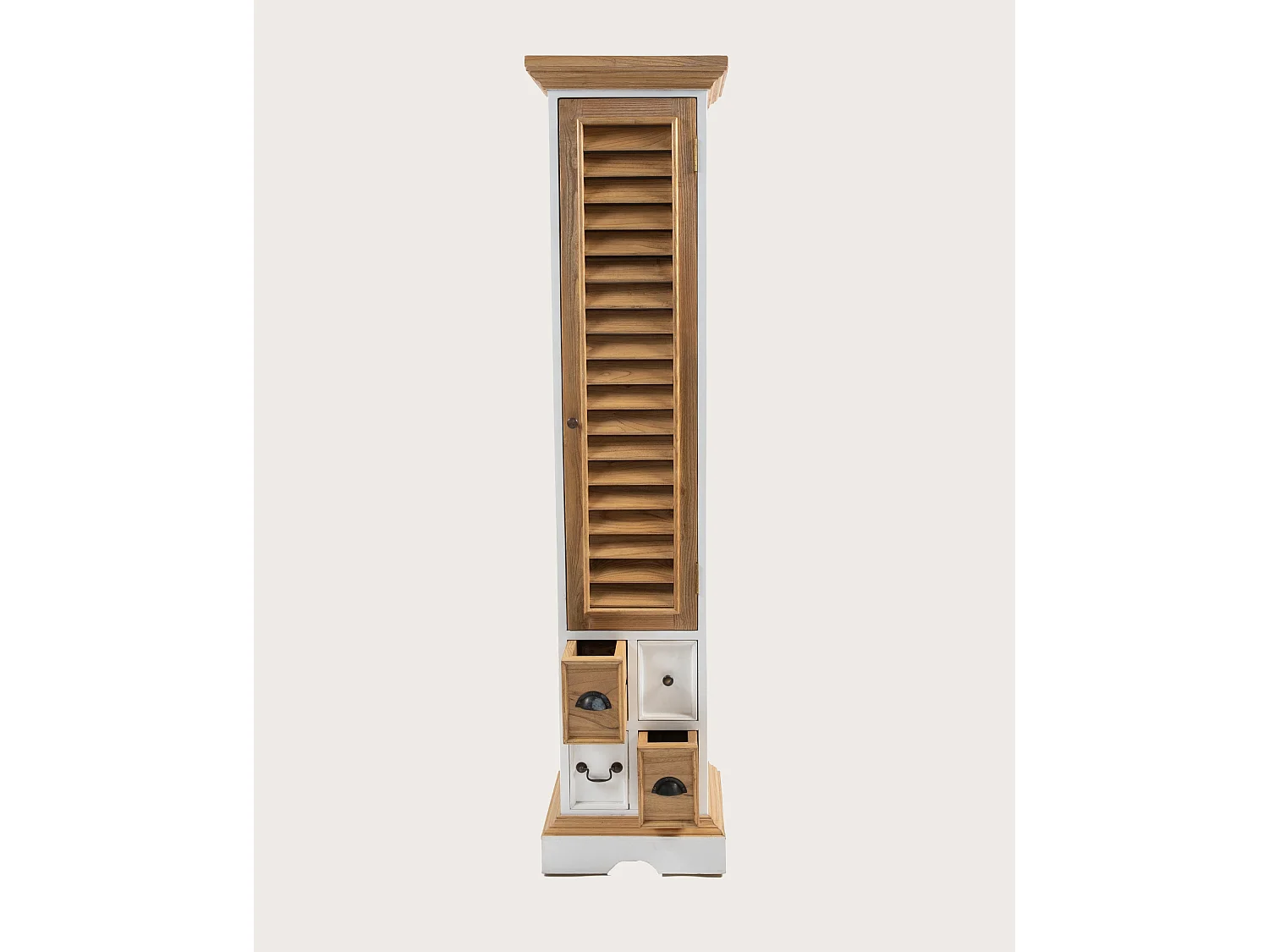 Columna de baño Inda - Madera maciza blanca y natural