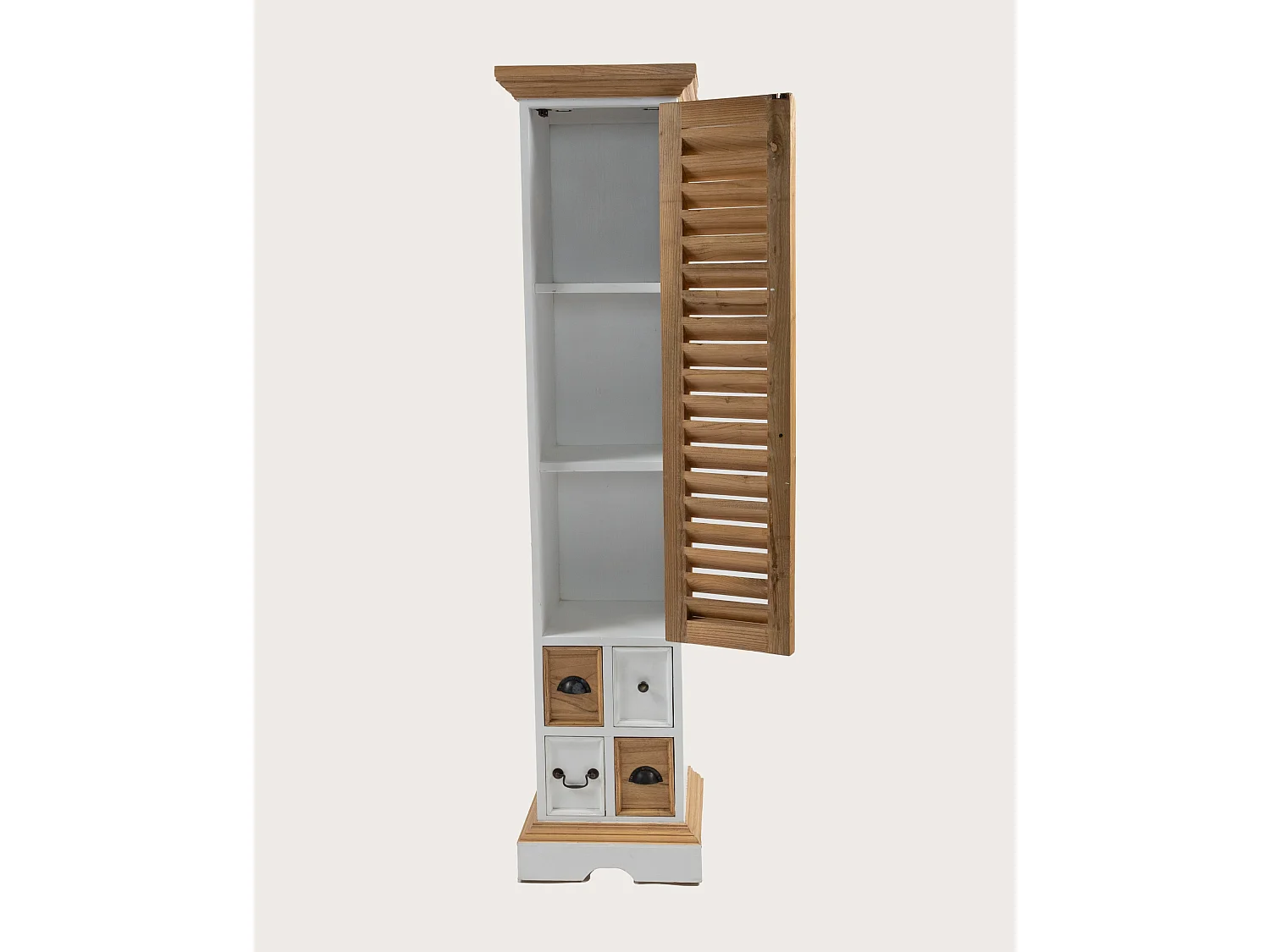 Columna de baño Inda - Madera maciza blanca y natural