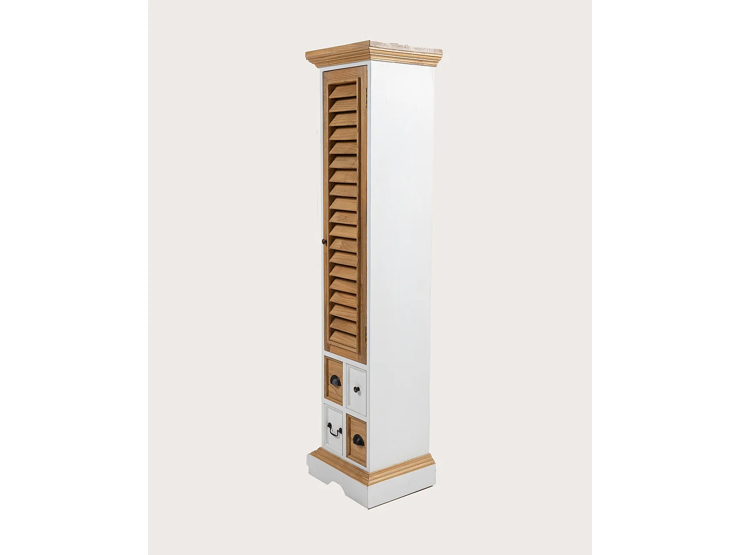 Columna de baño Inda - Madera maciza blanca y natural
