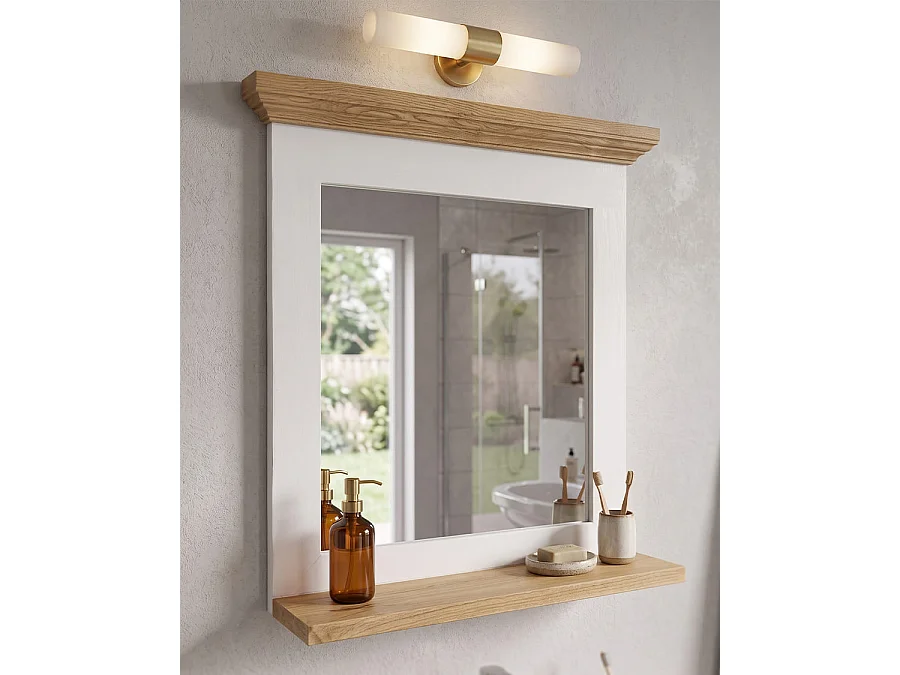 Inda - Espejo de pared rectangular de madera maciza