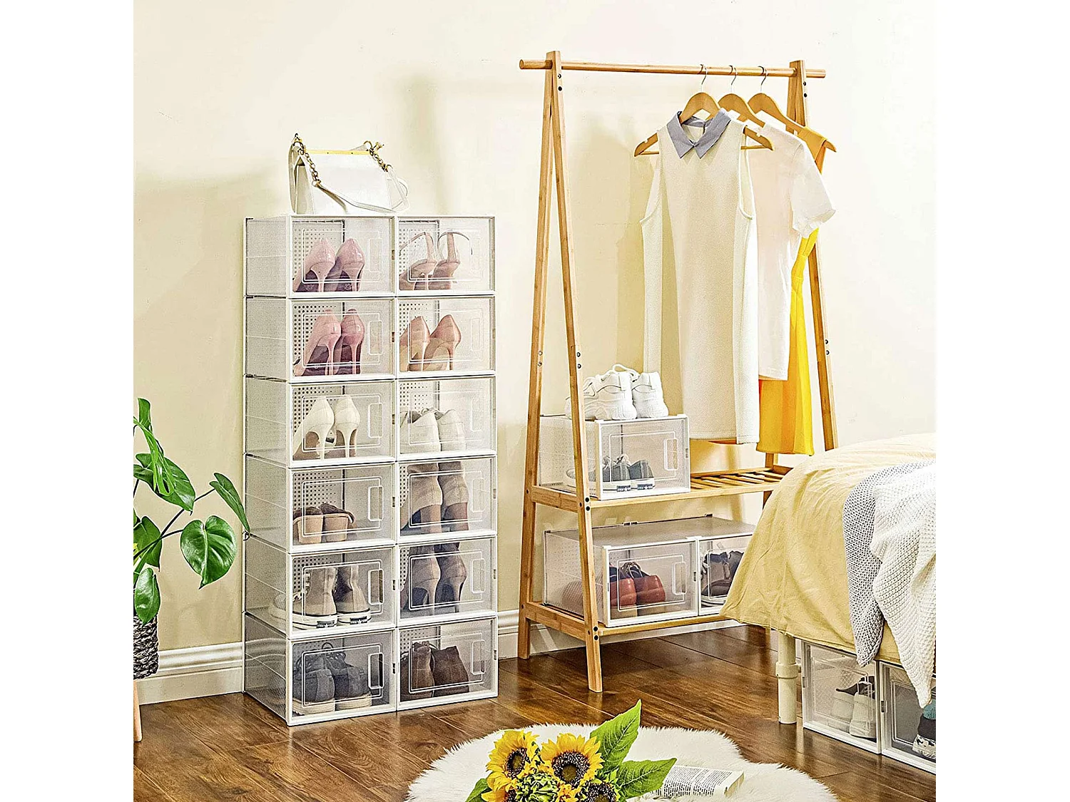 Set di 18 scatole per scarpe e organizer per scarpe