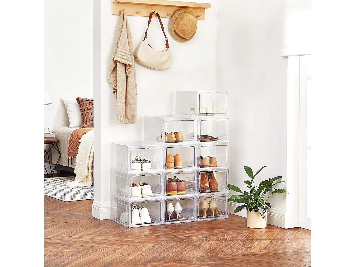 Ensemble de 12 boîtes à chaussures et organiseurs de chaussures