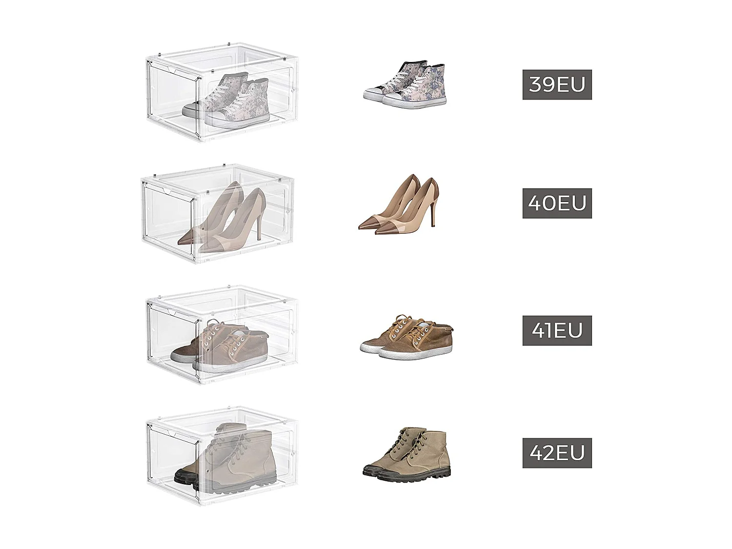 Ensemble de 12 boîtes à chaussures et organiseurs de chaussures