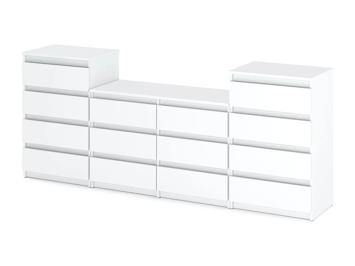 Grande commode avec 14 tiroirs  Blanc Mat 220 cm – meuble TV, buffet, armoire pour salon