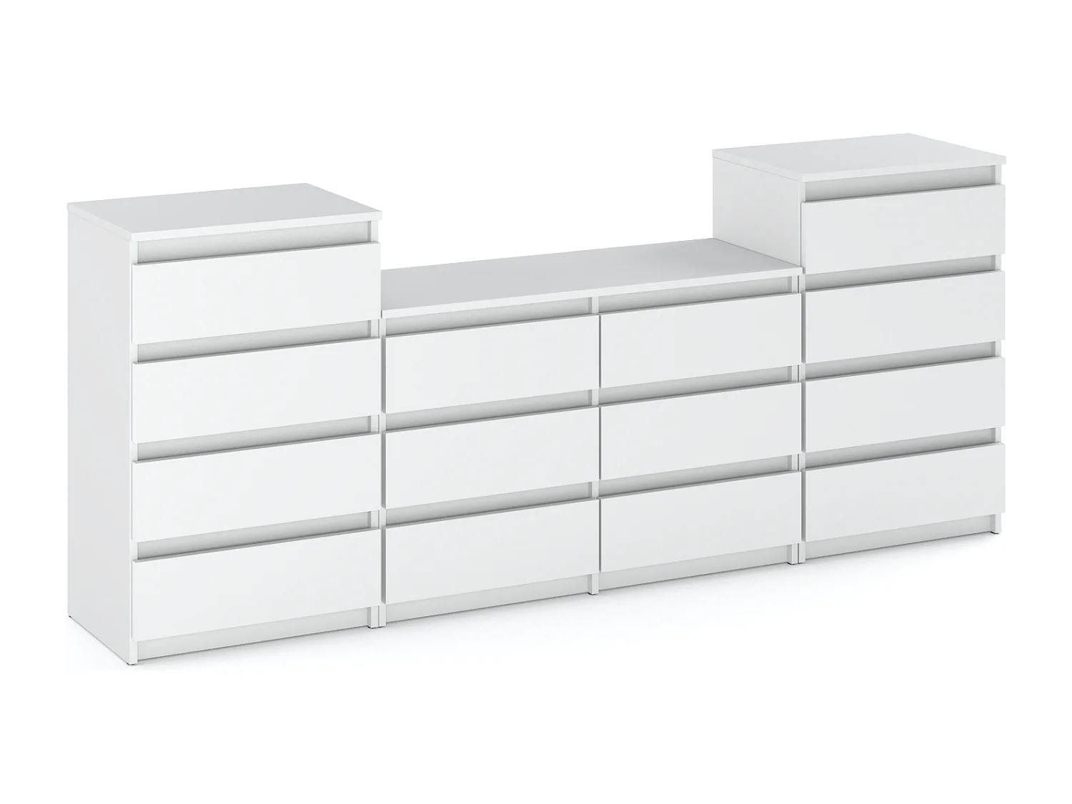 Grande commode avec 14 tiroirs  Blanc Mat 220 cm – meuble TV, buffet, armoire pour salon