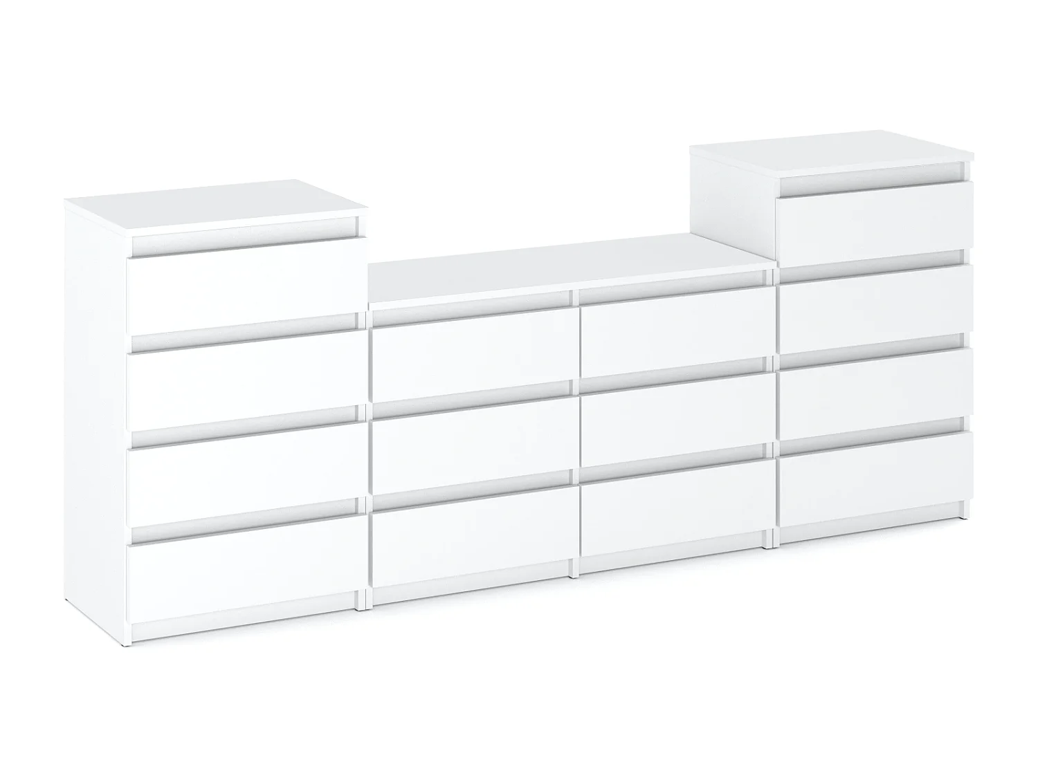 Grande commode avec 14 tiroirs  Blanc Mat 220 cm – meuble TV, buffet, armoire pour salon