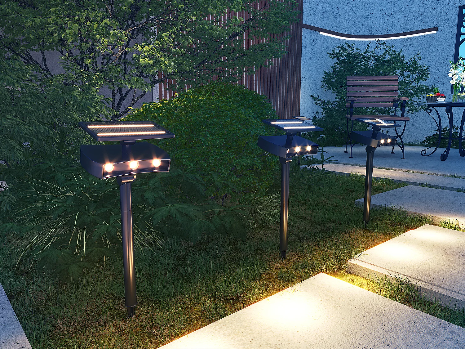 Applique solaire et spot 2 en 1 - H. 50 cm - BAHRI