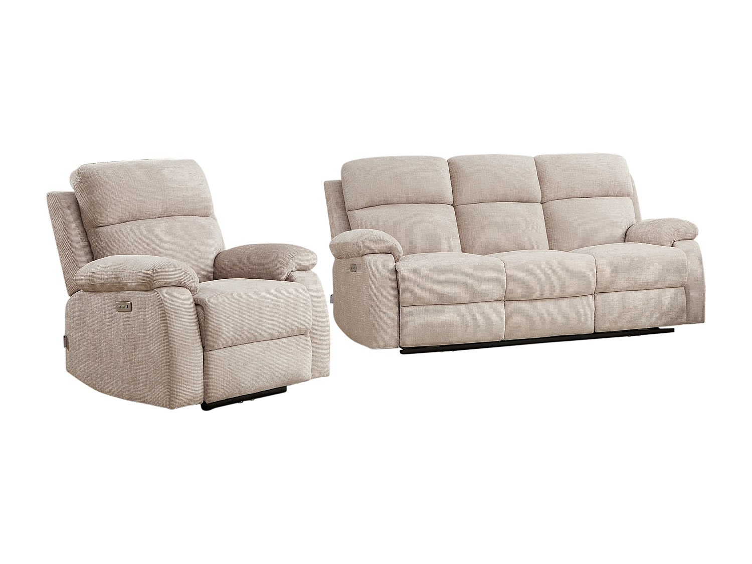 3-Sitzer-Sofa & Relaxsessel elektrisch mit Massagefunktion – Chenille-Stoff günstig online kaufen