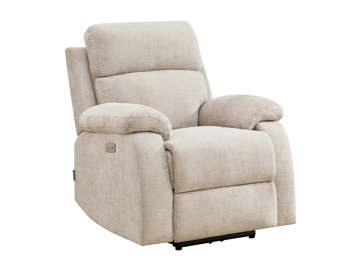 Canapé 3 places 2 places et un fauteuil relax électrique massant en tissu chenille beige KOCENI