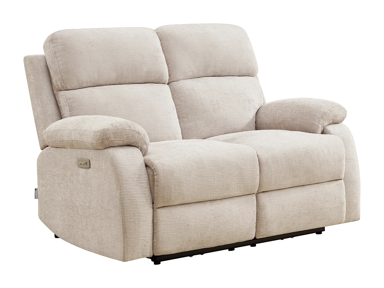 Canapé 3 places 2 places et un fauteuil relax électrique massant en tissu chenille beige KOCENI