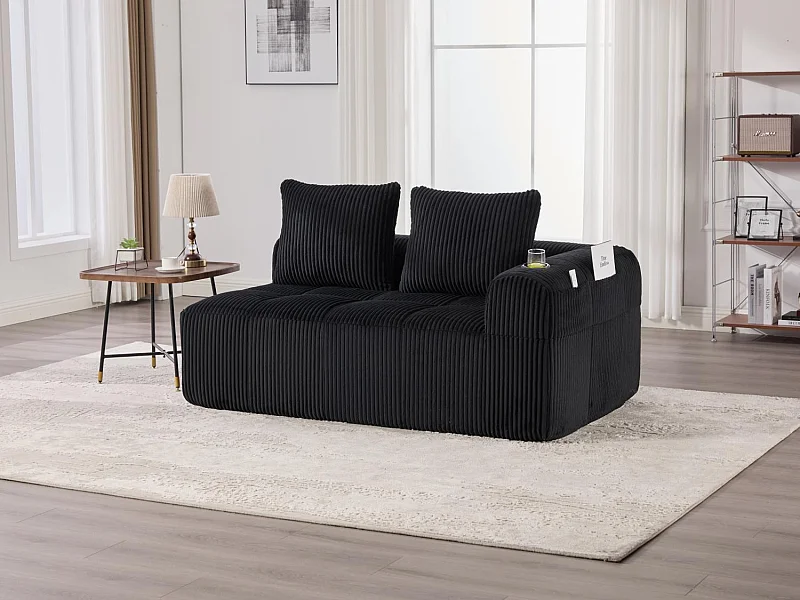 Nube - 2-Zitsbank in Fluweelribstof - Hoogdichtheidsschuim, Opbergruimte & Drinkhouders – Ideaal voor Woonkamer, Studio en Kleine Ruimtes