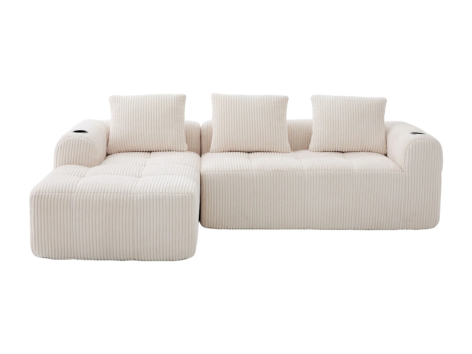 Nube - Ensemble Canapé Modulable en Velours Côtelé - Méridienne & 2 Places - Pour Salon, Bureau, Chambre