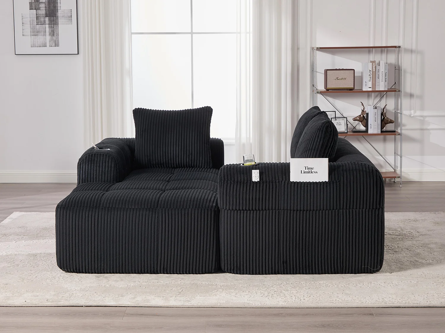 Nube - Ensemble Canapé Modulable en Velours Côtelé - Méridienne & 2 Places - Pour Salon, Bureau, Chambre