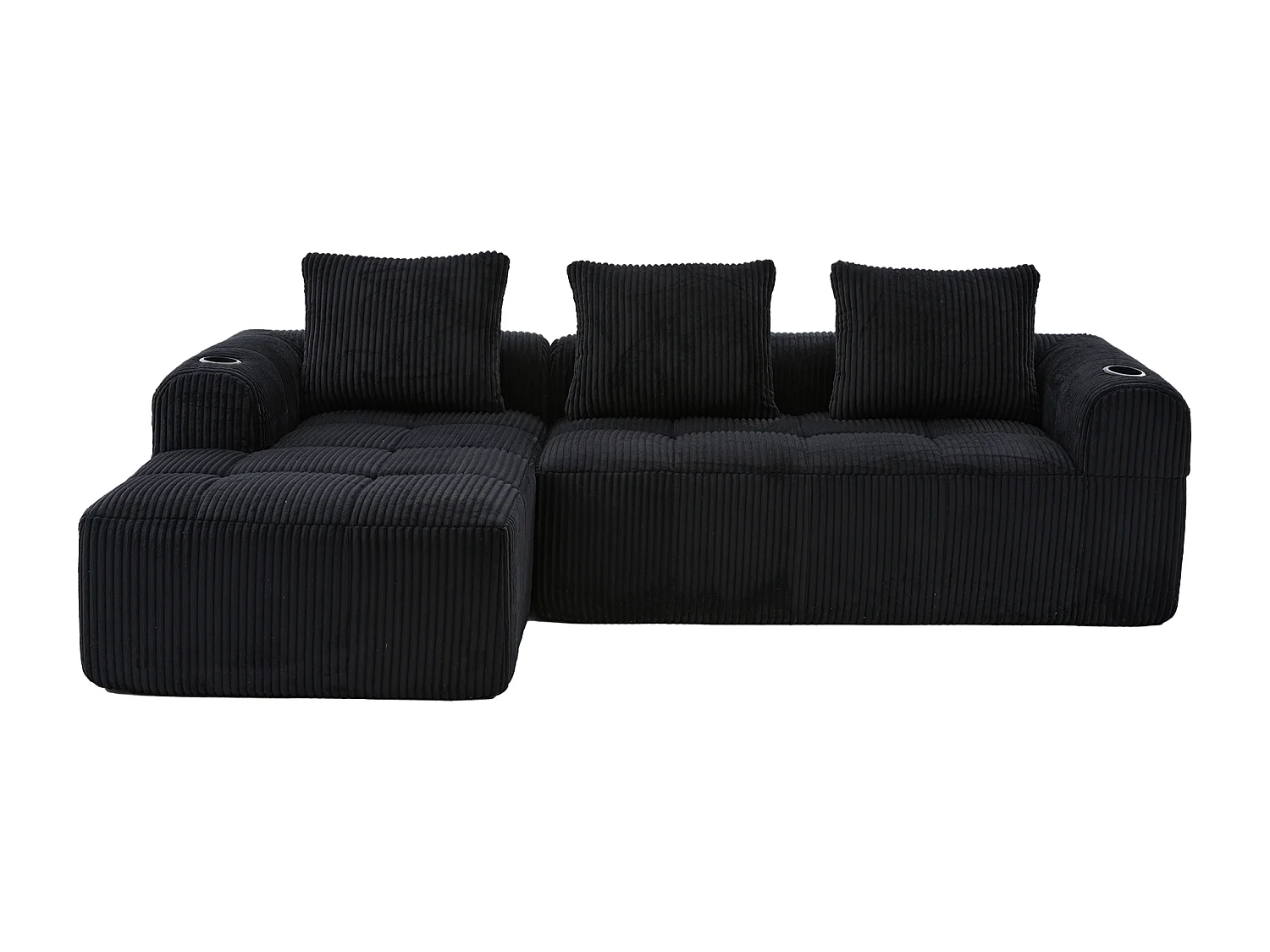Nube - Ensemble Canapé Modulable en Velours Côtelé - Méridienne & 2 Places - Pour Salon, Bureau, Chambre