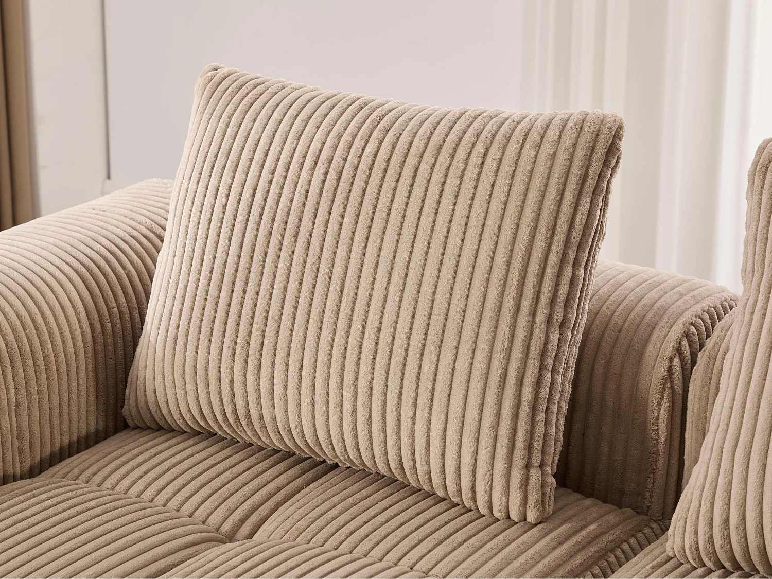 Nube - Canapé 2 Places en Velours Côtelé - Mousse Haute Densité, Rangement & Porte-Gobelets – Idéale pour Salon, Studio et Petits Espaces