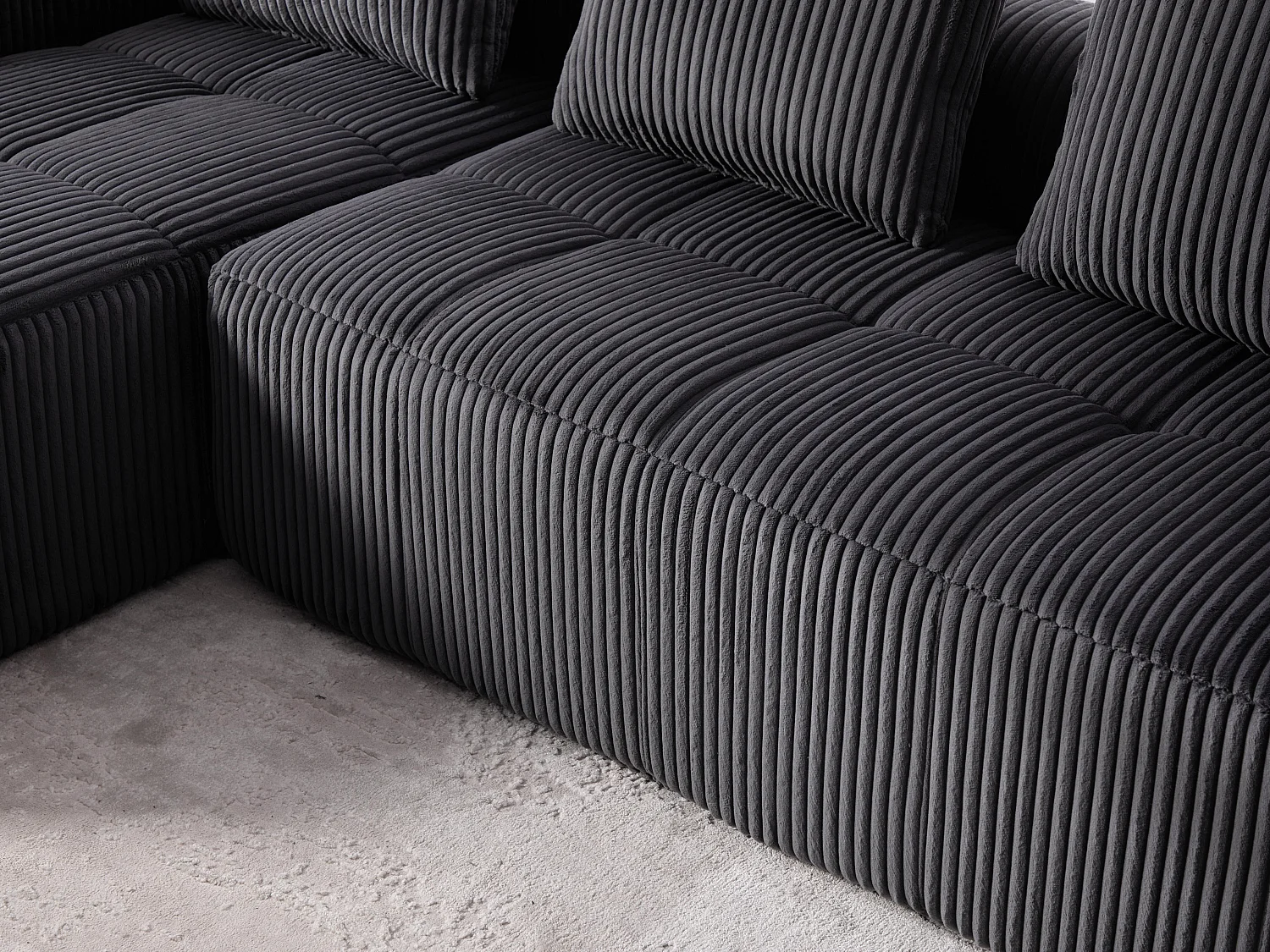 Nube - Ensemble Canapé Modulable en Velours Côtelé - Méridienne & 2 Places - Pour Salon, Bureau, Chambre