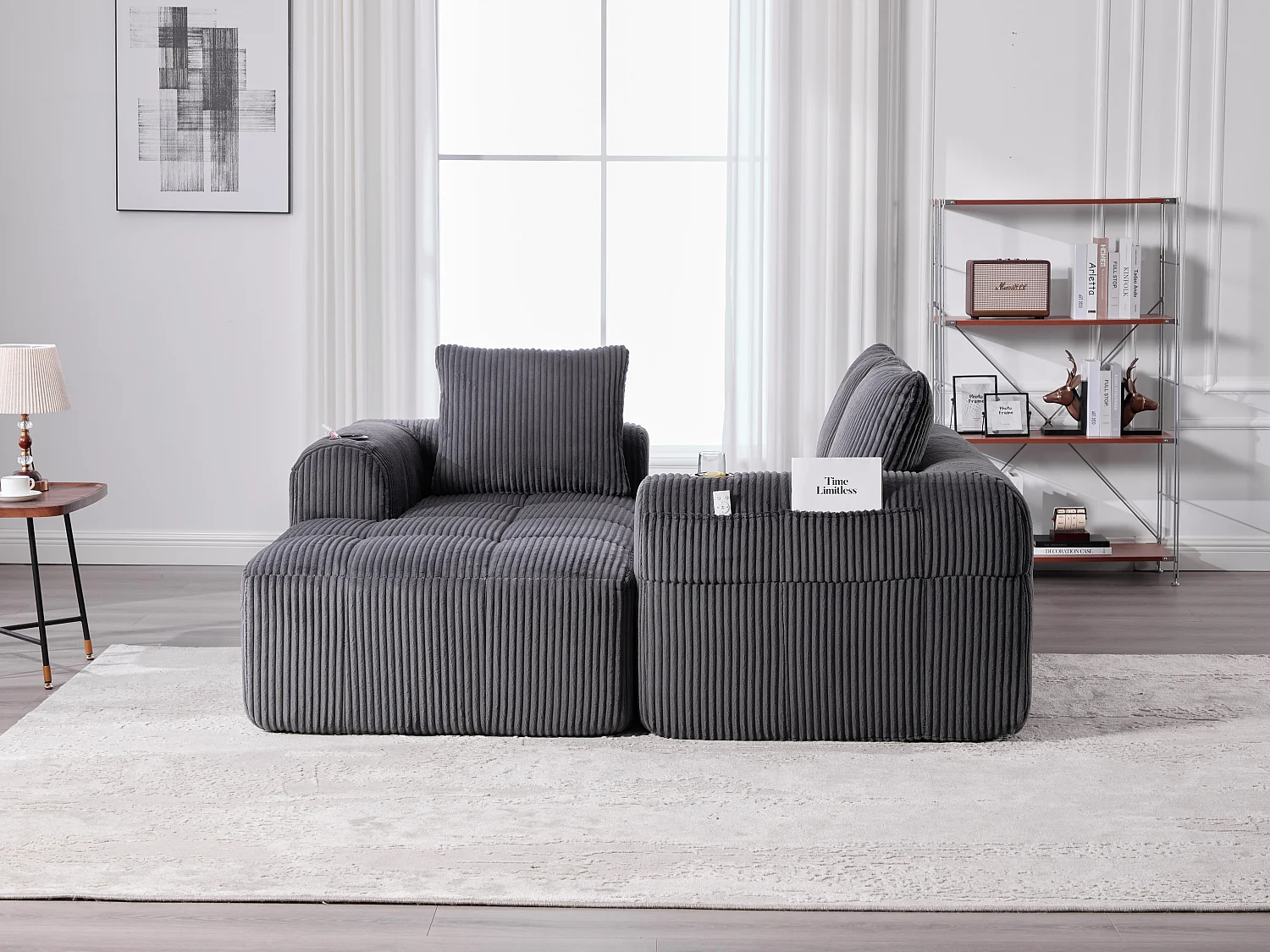 Nube - Ensemble Canapé Modulable en Velours Côtelé - Méridienne & 2 Places - Pour Salon, Bureau, Chambre