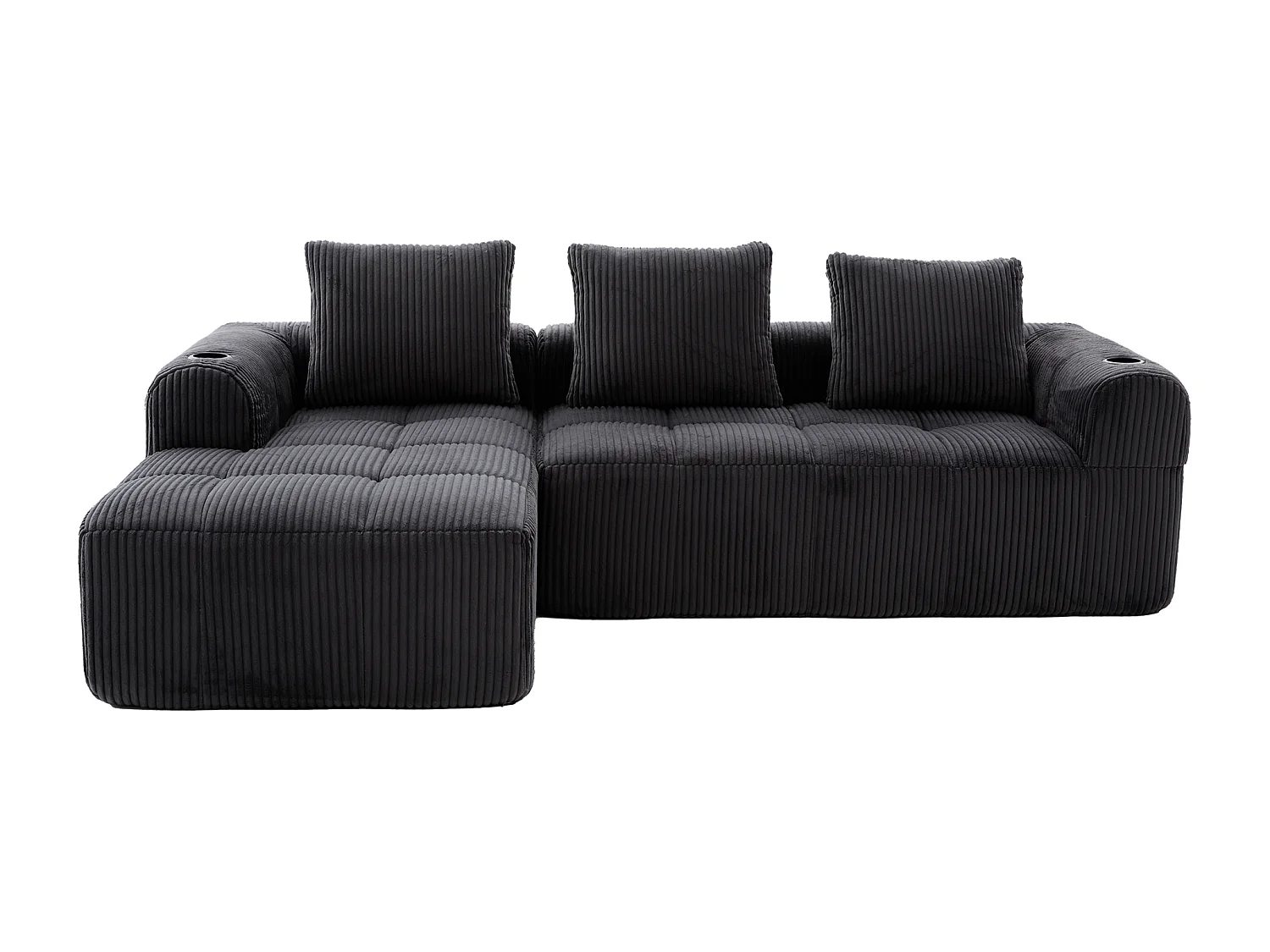 Nube - Ensemble Canapé Modulable en Velours Côtelé - Méridienne & 2 Places - Pour Salon, Bureau, Chambre