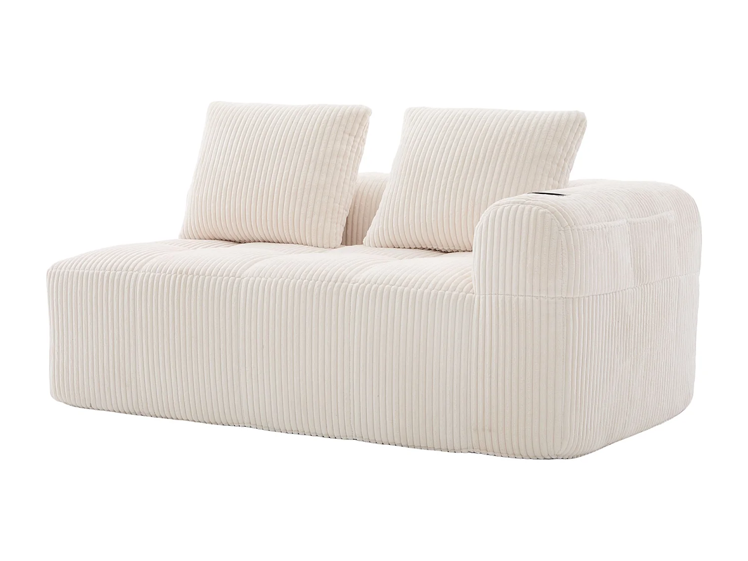 Nube - Canapé 2 Places en Velours Côtelé - Mousse Haute Densité, Rangement & Porte-Gobelets – Idéale pour Salon, Studio et Petits Espaces