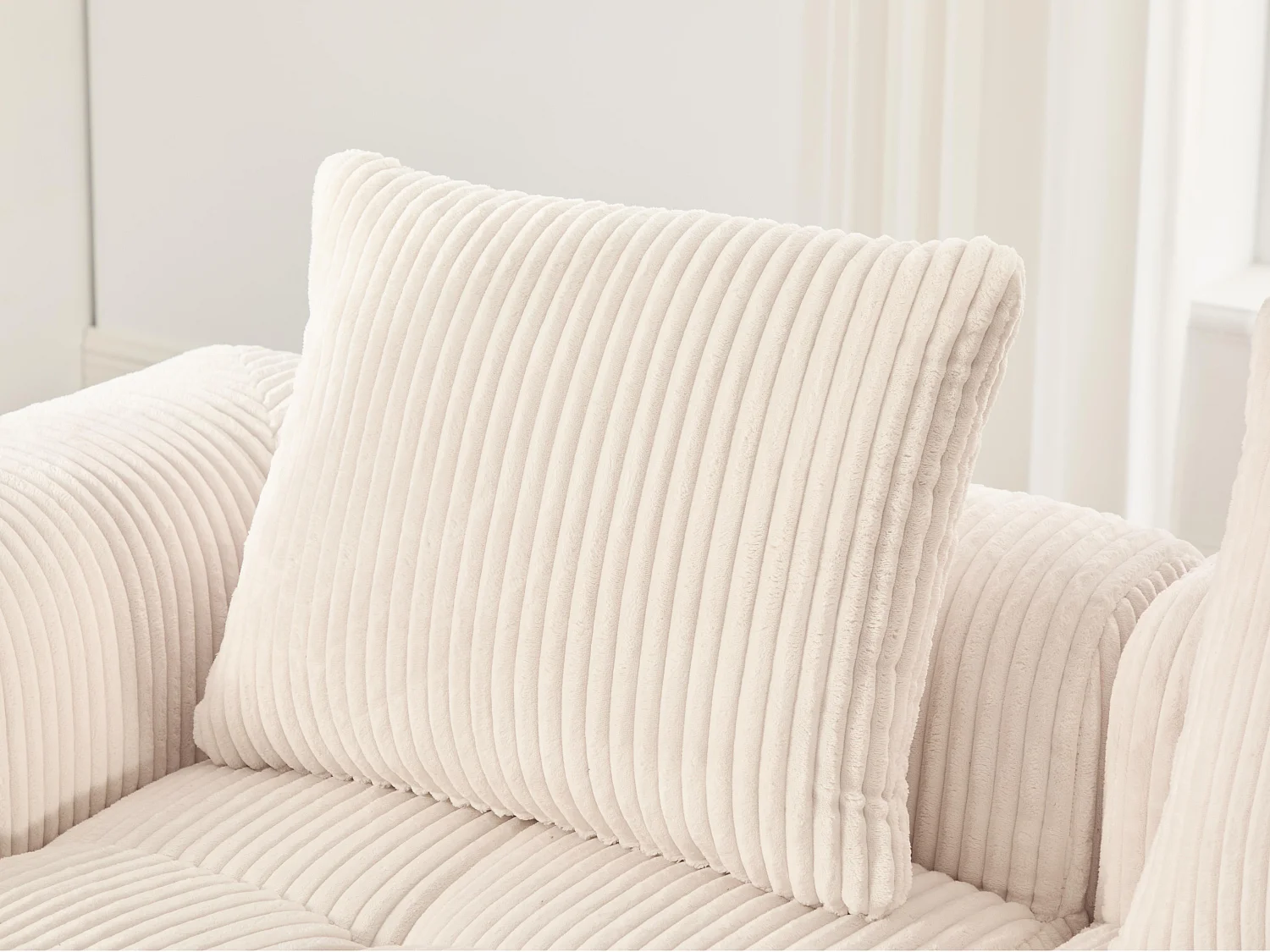 Nube - Méridienne en Velours Côtelé - Mousse Haute Densité, Rangement & Porte-Gobelets – Idéale pour Salon, Studio et Petits Espaces